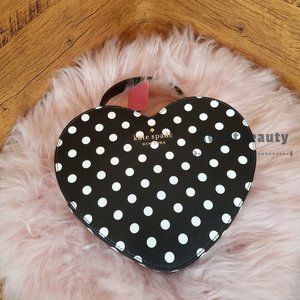 New Kate Spade Love Shack Heart Purse Polka Dot Black Multi